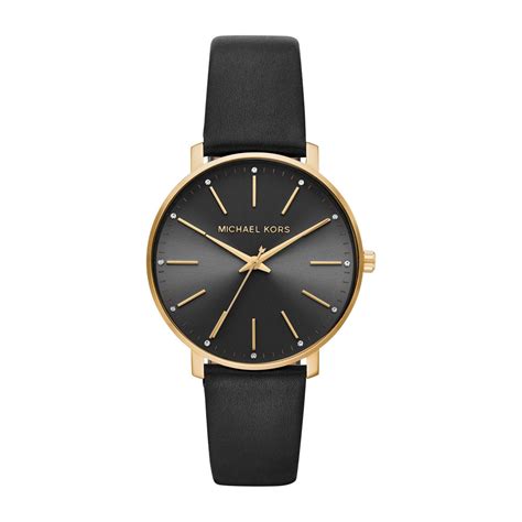 michael kors uhr schwarz leder|Michael Kors watches.